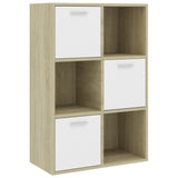 Storage Cabinet White and Sonoma Oak 23.6"x11.6"x35.4" Chipboard