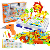 237 Pieces Creative Toy Drill Puzzle Set, STEM Learning Educational Toys, 3D Construction Engineering for Ages 3-10 Year Old