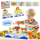 237 Pieces Creative Toy Drill Puzzle Set, STEM Learning Educational Toys, 3D Construction Engineering for Ages 3-10 Year Old