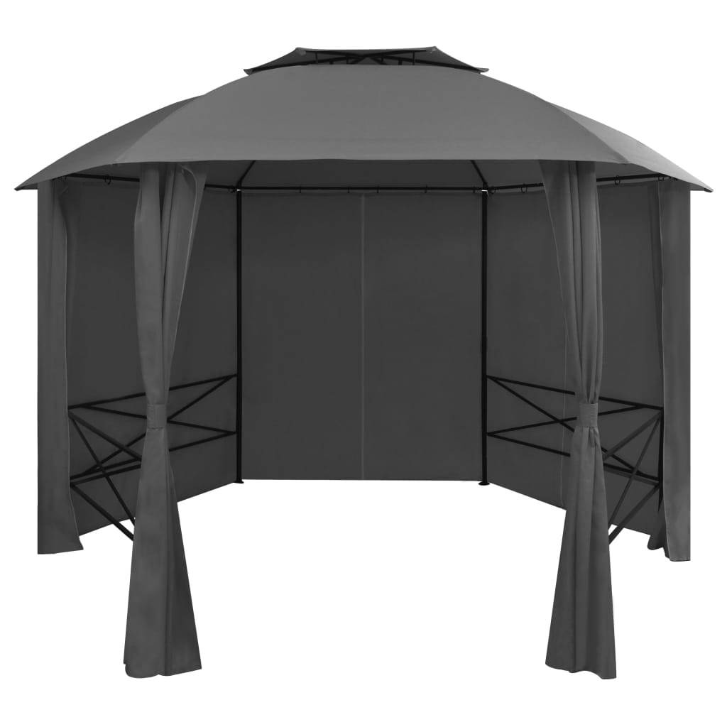 Garden Marquee Pavilion Tent with Curtains Hexagonal 11.8'x8.7'