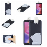 For XIAOMI Redmi 6A 3D Cartoon Lovely Coloured Painted Soft TPU Back Cover Non-slip Shockproof Full Protective Case black