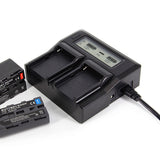 Dual Channel Digital Camera Battery Charger with LCD Display for NP-F770 F750 F550 F960 Australian Plug