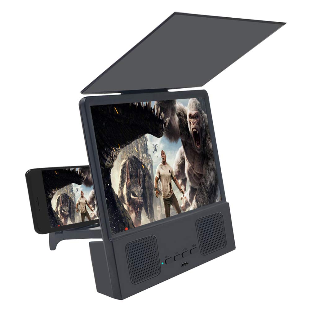 L8 Screen Magnifier 3D Smartphone Movies Amplifier with Bluetooth Speaker HD Protable Phone Video Projector with Foldable Cellphone Stand black_8.5inch