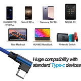 L Shaped Angle Head Type-C Charging Data Transmission Cable Adapter 0.3m for Phone blue