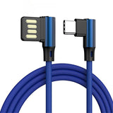 L Shaped Angle Head Type-C Charging Data Transmission Cable Adapter 0.3m for Phone blue