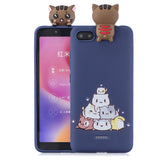 For XIAOMI Redmi 6A 3D Cartoon Lovely Coloured Painted Soft TPU Back Cover Non-slip Shockproof Full Protective Case Light blue