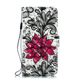 For ASUS ZENFONE MAX Pro M1/ZB601KL/ZB602KL 3D Coloured Painted PU Magnetic Clasp Phone Case with Card Slots Bracket Lanyard Lace flower