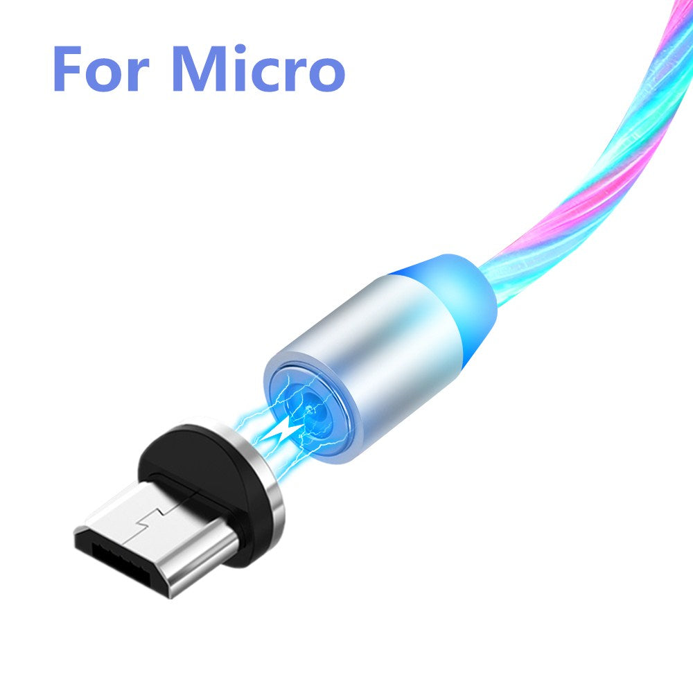 Three Colors Lighting Streamer Magnetic Suction Data Cable 360 Degree Magnetic Suction Data Line Android connector
