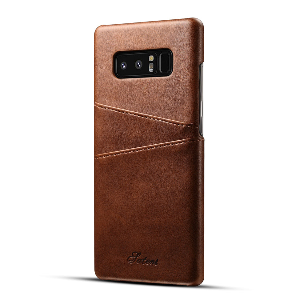 Imitation Leather Wallet Back Cover Cards Holder Phone Protective Case for Samsung Note 8 Brown