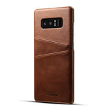 Imitation Leather Wallet Back Cover Cards Holder Phone Protective Case for Samsung Note 8 Brown