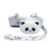 For Redmi Note 8/8T/8 Pro Cellphone Case Mobile Phone Shell Shockproof TPU Cover with Cartoon Cat Pig Panda Coin Purse Lovely Shoulder Starp  White