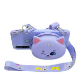 For Redmi Note 8/8T/8 Pro Cellphone Case Mobile Phone Shell Shockproof TPU Cover with Cartoon Cat Pig Panda Coin Purse Lovely Shoulder Starp  White