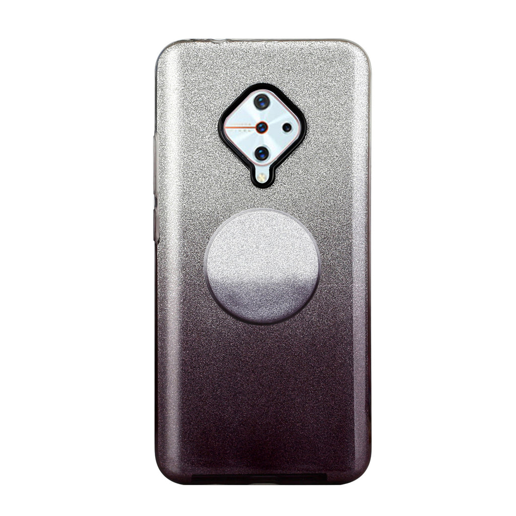 For VIVO Y91/Y93/Y95 with hole/V17/S1 Pro/Y95 Phone Case Gradient Color Glitter Powder Phone Cover with Airbag Bracket black