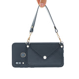 For HUAWEI P20/ P20 Lite/P20 Pro Mobile Phone Cover with Pu Leather Card Holder + Hand Rope + Straddle Rope blue