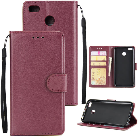 Ultra Slim Shockproof Full Protective Case with Card Wallet Slot for Xiaomi Redmi 4X Red wine