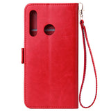 For Huawei Enjoy 9-Y7 2019-Y7 PRIME 2019 with fingerprint hole - Y7 PRO 2019 Solid Color PU Leather Zipper Wallet Double Buckle Protective Case with Stand & Lanyard red