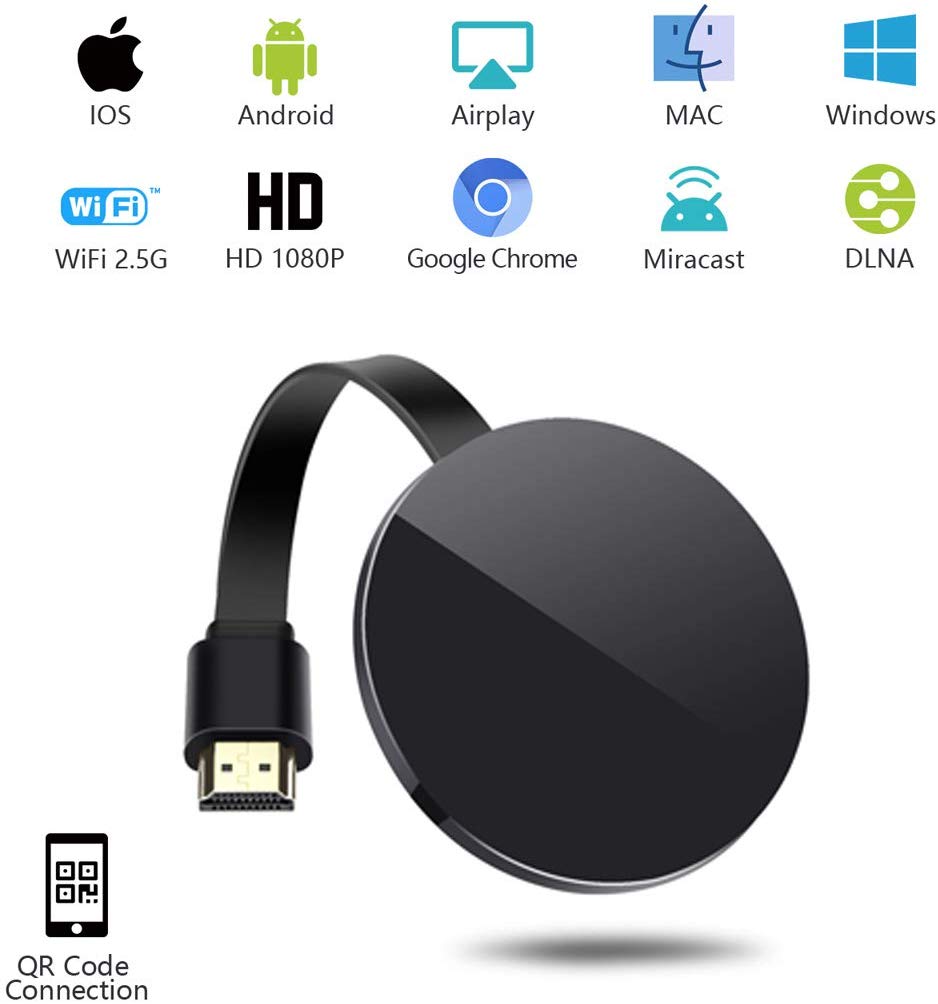 G7 Wireless Display Receiver 2.4GHz WiFi 5G Mobile Screen Cast Ultimate Screen Adapter Dongle Support Miracast DLNA AirPlay black