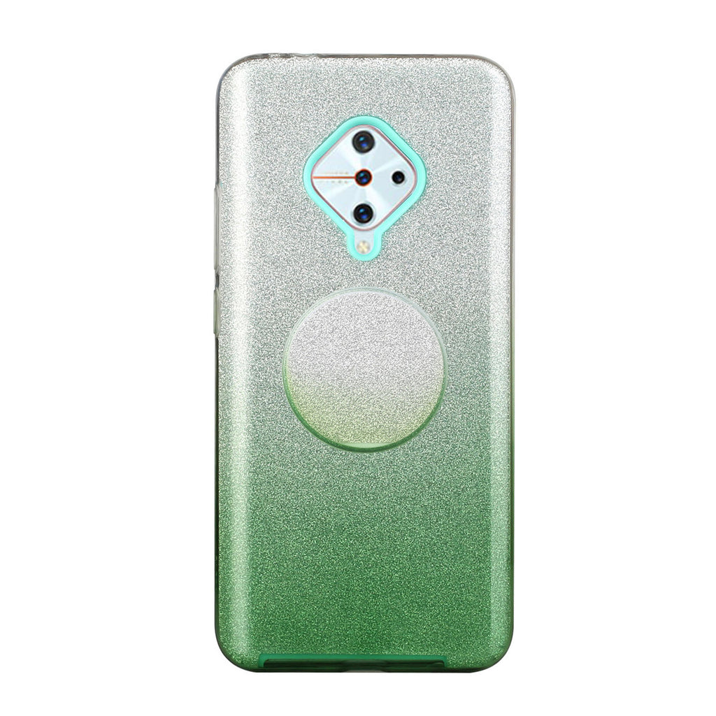 For VIVO Y91/Y93/Y95 with hole/V17/S1 Pro/Y95 Phone Case Gradient Color Glitter Powder Phone Cover with Airbag Bracket green