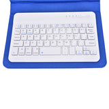 Portable PU Leather Wireless Keyboard Case for iPhone with Bluetooth Keyboard for 4.2-6.8 Inch Phones  Dark blue_Bluetooth keyboard + leather case