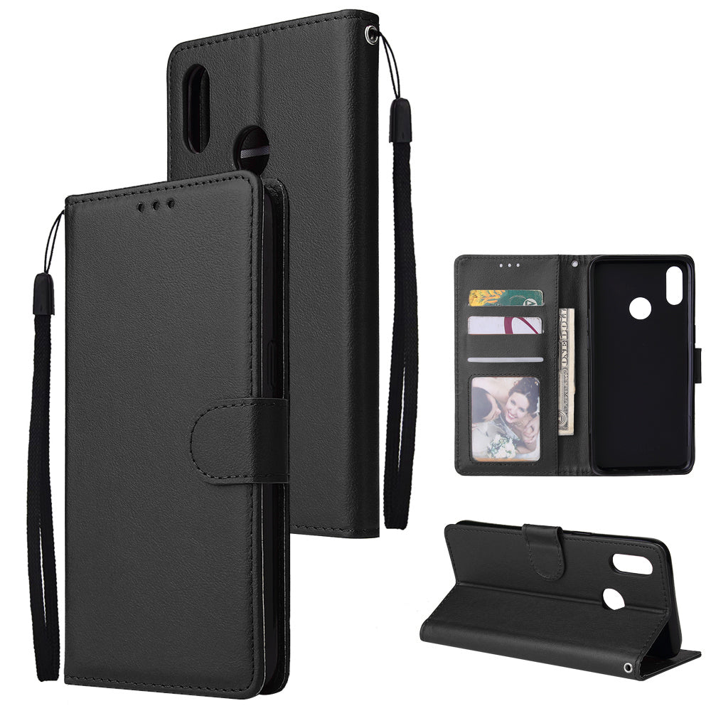 For OPPO Realme 3 pro Flip-type Leather Protective Phone Case with 3 Card Position Buckle Design Phone Cover black