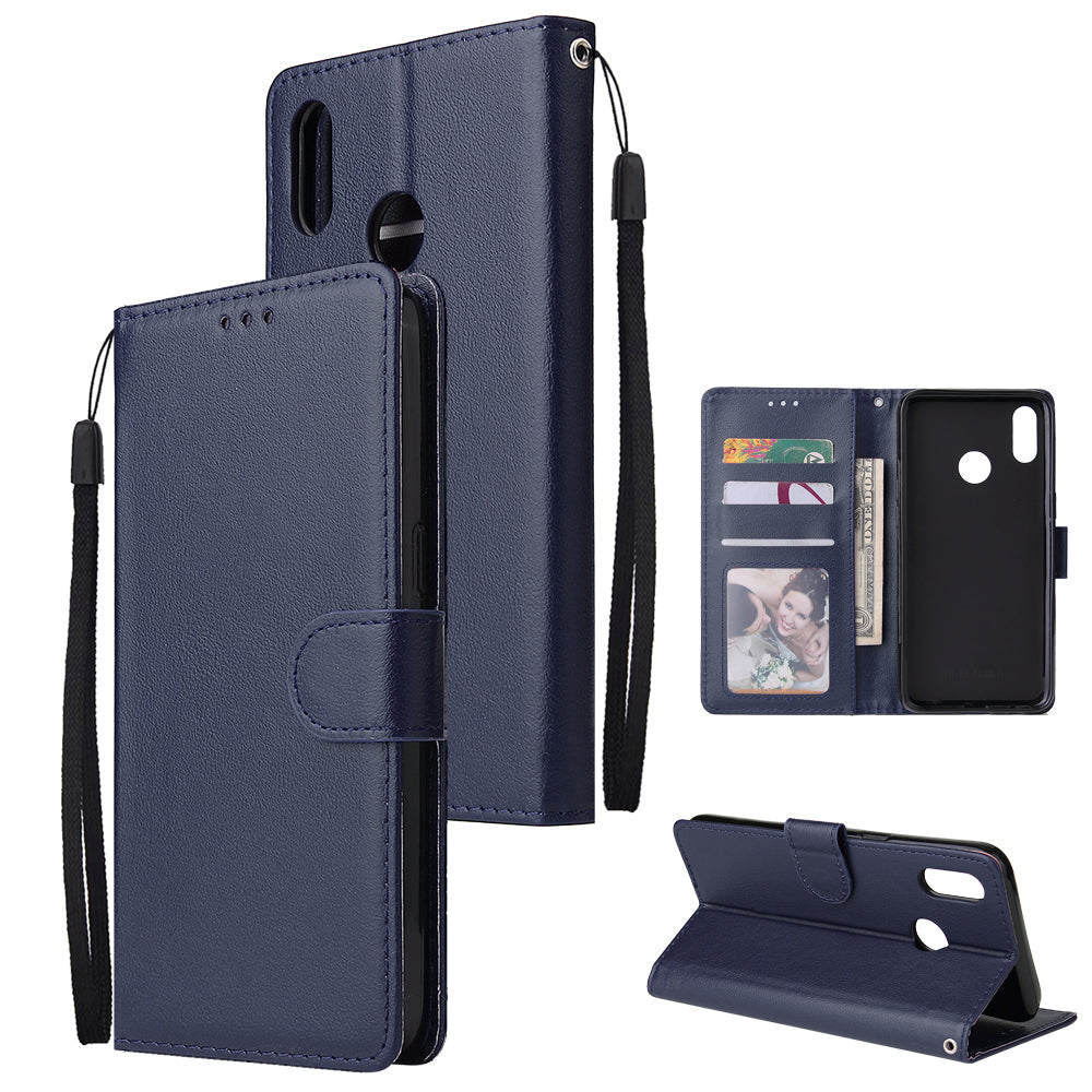 For OPPO Realme 3 pro Flip-type Leather Protective Phone Case with 3 Card Position Buckle Design Phone Cover blue