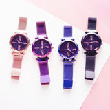 Luxury Starry Sky Quartz Watch Magnet Strap Buckle Stainless Watch Women Gift Purple