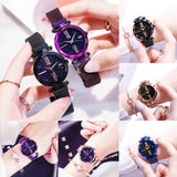 Luxury Starry Sky Quartz Watch Magnet Strap Buckle Stainless Watch Women Gift Purple