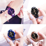 Luxury Starry Sky Quartz Watch Magnet Strap Buckle Stainless Watch Women Gift Purple