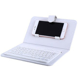 Portable PU Leather Wireless Keyboard Case for iPhone Protective Mobile Phone with Bluetooth Keyboard for iPhone 6 7 Smartphone white