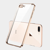 ForiPhone 7/8/SE 2020/7 plus/8 plus/6/6S/6 plus/6S plus Mobile Phone shell Square Transparent electroplating TPU Cover Cell Phone Case Golden