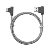 Nylon braided USB Cable Lightning/Micro USB 90 Degree Right Angle Male Data Sync and Fast Charging Charger Cable For iPhone and Samsung Android Phones Antique silver