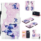For ASUS ZENFONE MAX Pro M1/ZB601KL/ZB602KL 3D Coloured Painted PU Magnetic Clasp Phone Case with Card Slots Bracket Lanyard Butterfly
