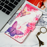 For ASUS ZENFONE MAX Pro M1/ZB601KL/ZB602KL 3D Coloured Painted PU Magnetic Clasp Phone Case with Card Slots Bracket Lanyard Butterfly