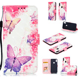 For ASUS ZENFONE MAX Pro M1/ZB601KL/ZB602KL 3D Coloured Painted PU Magnetic Clasp Phone Case with Card Slots Bracket Lanyard Love butterfly