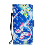 For ASUS ZENFONE MAX Pro M1/ZB601KL/ZB602KL 3D Coloured Painted PU Magnetic Clasp Phone Case with Card Slots Bracket Lanyard Love butterfly