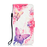 For ASUS ZENFONE MAX Pro M1/ZB601KL/ZB602KL 3D Coloured Painted PU Magnetic Clasp Phone Case with Card Slots Bracket Lanyard Butterfly