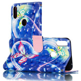 For ASUS ZENFONE MAX Pro M1/ZB601KL/ZB602KL 3D Coloured Painted PU Magnetic Clasp Phone Case with Card Slots Bracket Lanyard Love butterfly