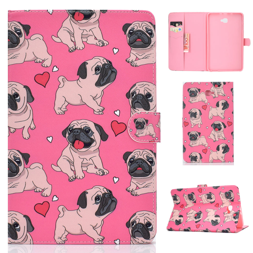 For Samsung T580 PU Laptop Protective Case with Front Snap Color Painted Smart Stay Cover Caring dog