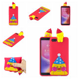 For XIAOMI Redmi 6A 3D Cartoon Lovely Coloured Painted Soft TPU Back Cover Non-slip Shockproof Full Protective Case red