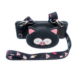 For HUAWEI Y5 2018/Y5 2019 Cellphone Case Mobile Phone Shell Shockproof TPU Cover with Cartoon Cat Pig Panda Coin Purse Lovely Shoulder Starp  Black