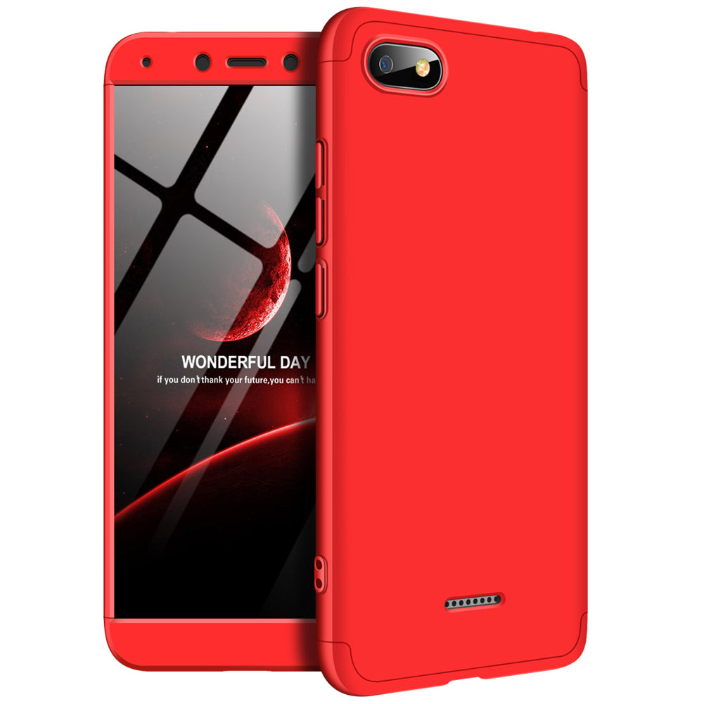 For XIAOMI Redmi 6A Ultra Slim PC Back Cover Non-slip Shockproof 360 Degree Full Protective Case red_XIAOMI Redmi 6A