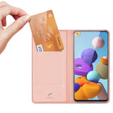 DUX DUCIS for Samsung A21s/A51 5G Magnetic Protective Case Bracket with Card Slot Leather Mobile Phone Cover Rose gold