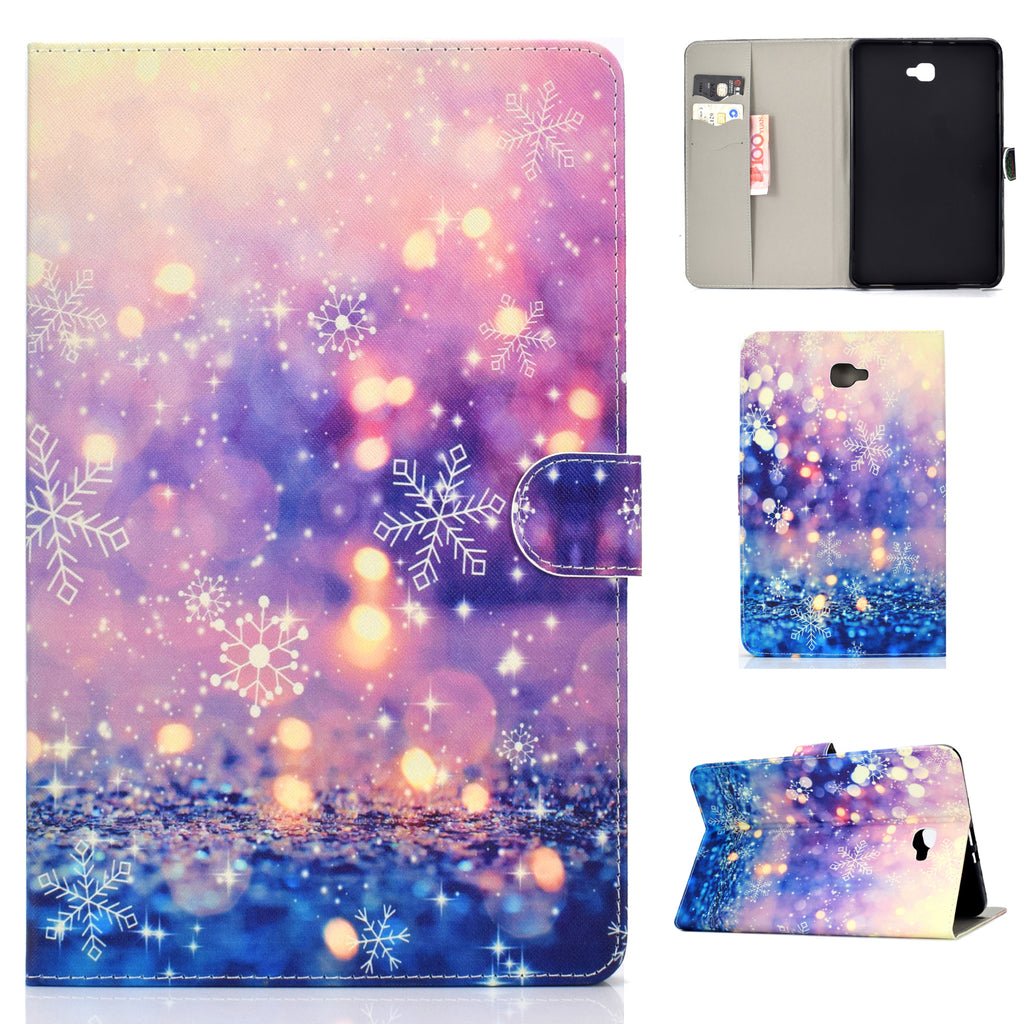 For Samsung T580 PU Laptop Protective Case with Front Snap Color Painted Smart Stay Cover Purple quicksand