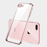 ForiPhone 7/8/SE 2020/7 plus/8 plus/6/6S/6 plus/6S plus Mobile Phone shell Square Transparent electroplating TPU Cover Cell Phone Case Rose gold