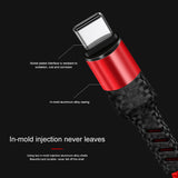 SIMU 3-in-1 Weave 1.2M Mobile Phone Peripheral Safe Charging Data Cable Set red