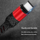 SIMU 3-in-1 Weave 1.2M Mobile Phone Peripheral Safe Charging Data Cable Set red