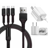 SIMU 3-in-1 Weave 1.2M Mobile Phone Peripheral Safe Charging Data Cable Set red