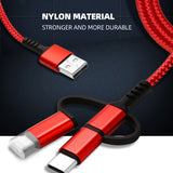 SIMU 1M Three-In-One Braided Mobile Phone Charging Cable For Apple Android Type-C black