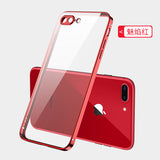 ForiPhone 7/8/SE 2020/7 plus/8 plus/6/6S/6 plus/6S plus Mobile Phone shell Square Transparent electroplating TPU Cover Cell Phone Case black