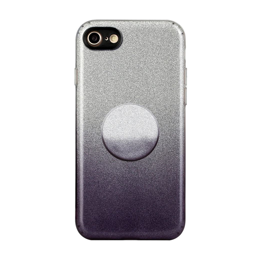 For iphone 6/6S/6 plus/6S plus/7/8/SE 2020 Phone Case Gradient Color Glitter Powder Phone Cover with Airbag Bracket black